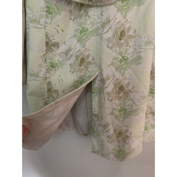 VTG Old Navy Y2K Women's Trench Top Coat SZ M Green Floral Cotton Light Weight - Picture 4 of 12